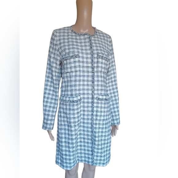Weekend Max Mara Womens Houndstooth  Jacket Fringed Coat With Pockets Size 6 - Picture 7 of 9